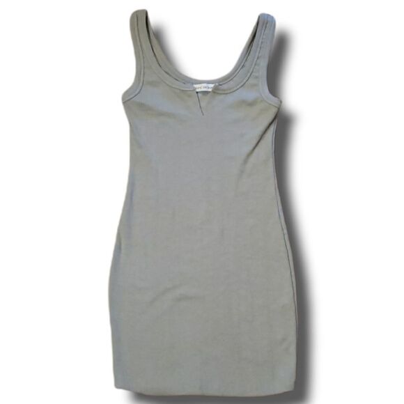 Blanc De Blanc Womens Ribbed V-Cut Grey Bodycon Dress Size Medium - Picture 1 of 5